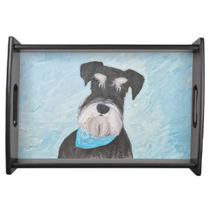 Schnauzer (Miniature) Painting - Cute Original Dog Serving Tray