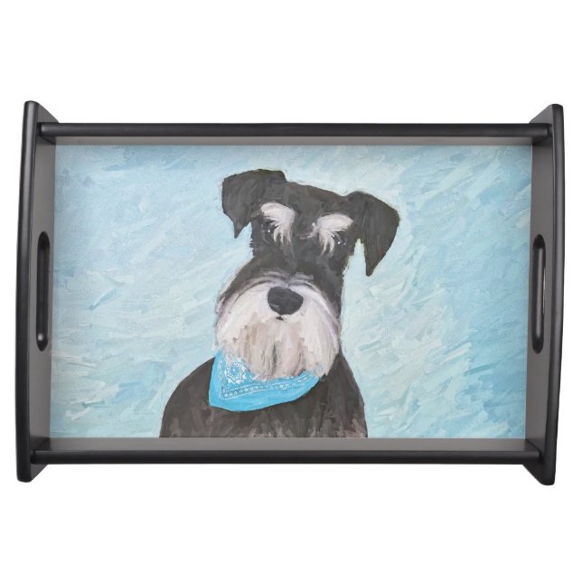 Schnauzer (Miniature) Painting - Cute Original Dog Serving Tray (Front)