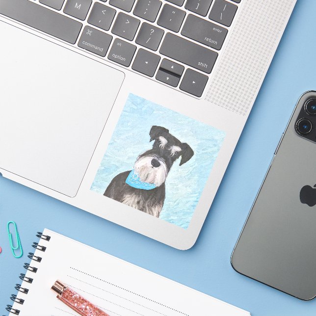 Schnauzer (Miniature) Painting - Cute Original Dog Sticker (Laptop w/ iPhone)