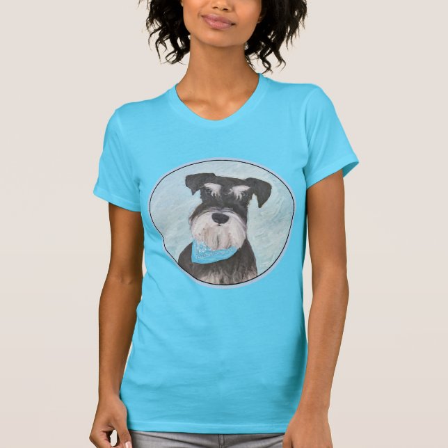 Schnauzer (Miniature) Painting - Cute Original Dog T-Shirt (Front)