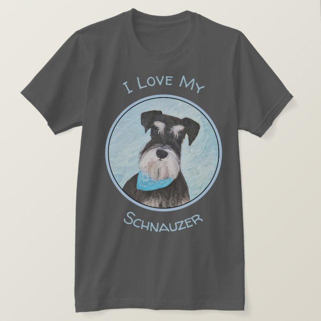 Schnauzer (Miniature) Painting - Cute Original Dog T-Shirt (Design Front)