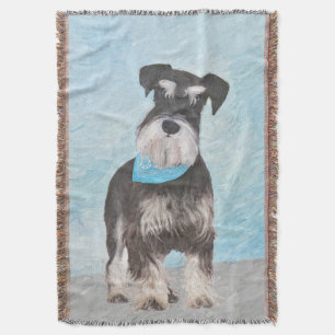 Schnauzer (Miniature) Painting - Cute Original Dog Throw Blanket