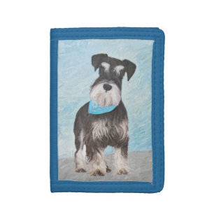 Schnauzer (Miniature) Painting - Cute Original Dog Trifold Wallet
