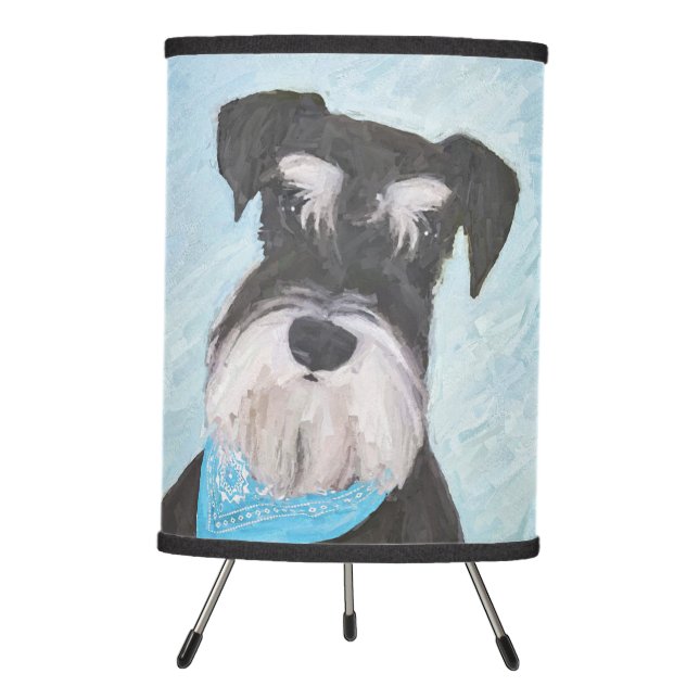 Schnauzer (Miniature) Painting - Cute Original Dog Tripod Lamp (Front)
