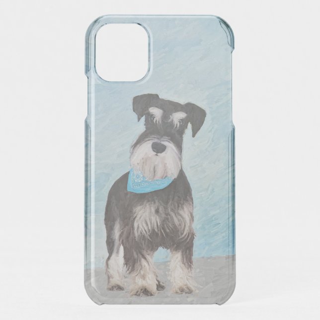 Schnauzer (Miniature) Painting - Cute Original Dog Uncommon iPhone Case (Back)