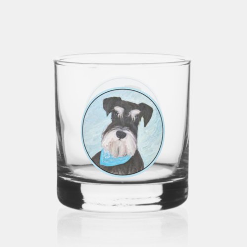 Schnauzer Miniature Painting _ Cute Original Dog Whiskey Glass