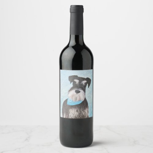 Schnauzer Miniature Painting _ Cute Original Dog Wine Label