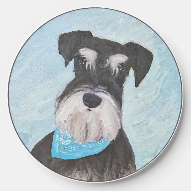 Schnauzer (Miniature) Painting - Cute Original Dog Wireless Charger (Front)