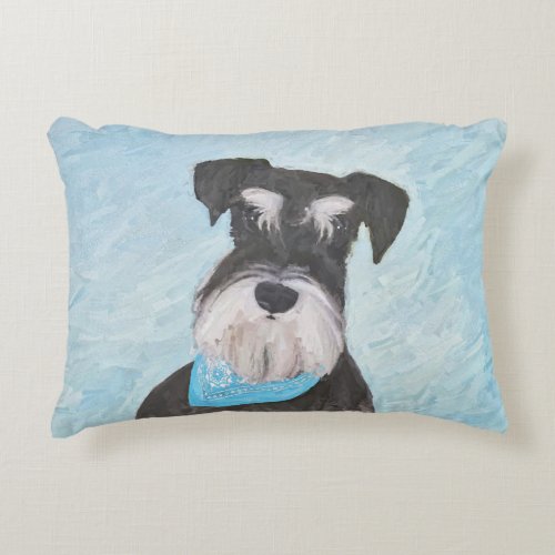 Schnauzer Miniature Painting Quota Original Dog Decorative Pillow