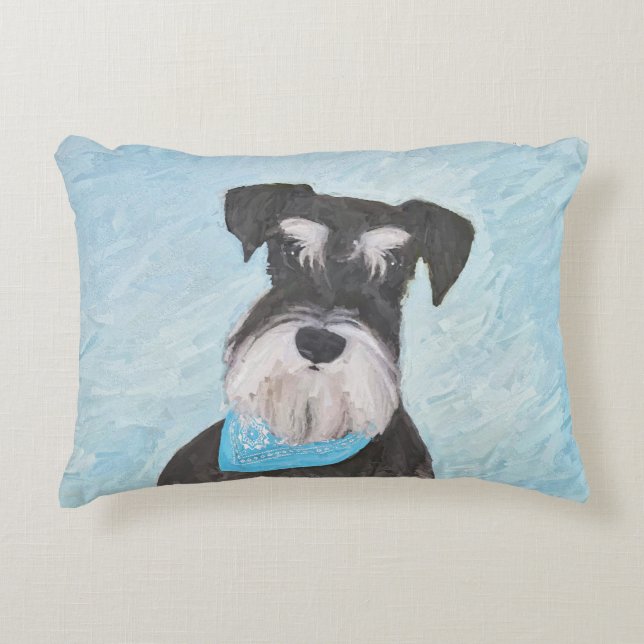 Schnauzer Miniature Painting Quota Original Dog Decorative Pillow (Front)
