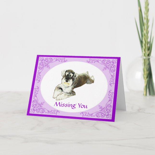 Schnauzer Missing You Card (Front)