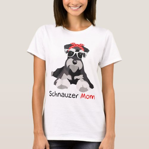 Schnauzer Mom Bandana Womens Schnauzer Dog T_Shirt