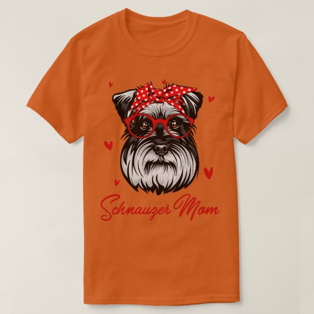 Schnauzer Mom Cute Leopard Print Dog Lovers Mother T-Shirt (Design Front)