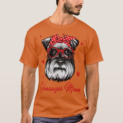 Schnauzer Mom Cute Leopard Print Dog Lovers Mother T-Shirt