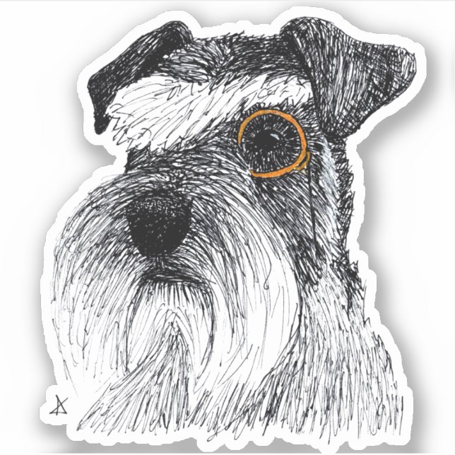 schnauzer monocle sticker (Front)