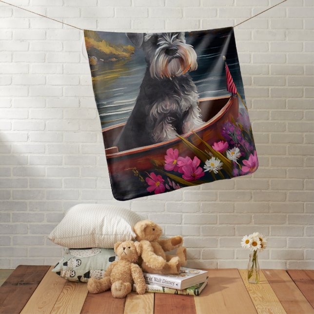 Schnauzer on a Paddle: A Scenic Adventure Baby Blanket (In Situ)