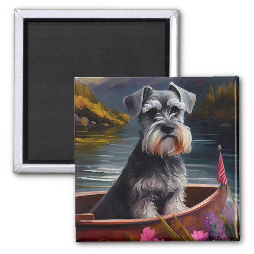 Schnauzer on a Paddle A Scenic Adventure Magnet