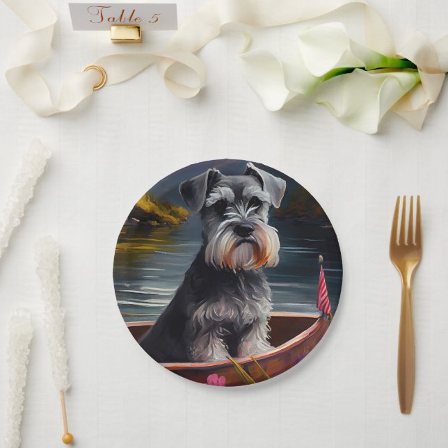 Schnauzer on a Paddle: A Scenic Adventure Paper Plates (Wedding)