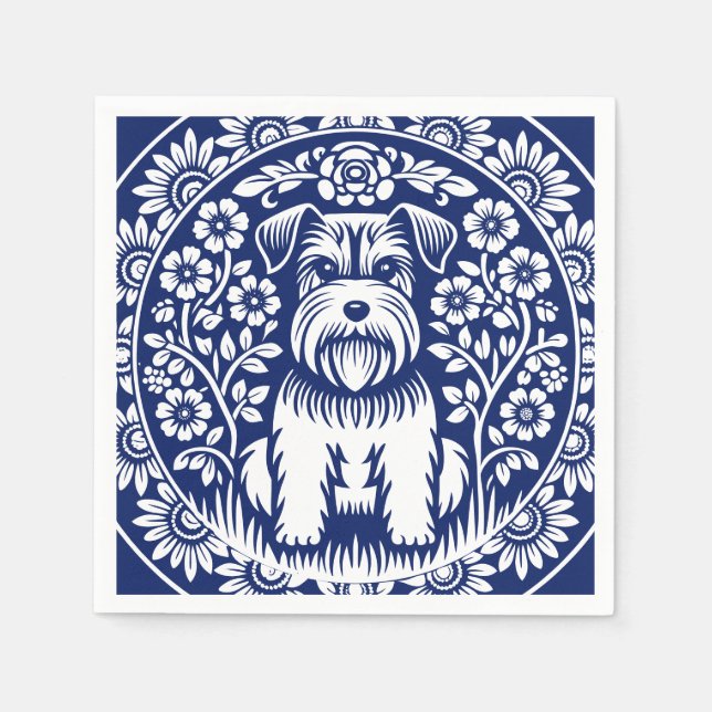 Schnauzer or Norfolk Terrier Charming Folk Art Napkins (Front)