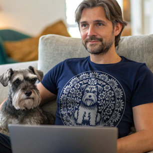 Schnauzer or Other Terrier Vintage Floral T-Shirt