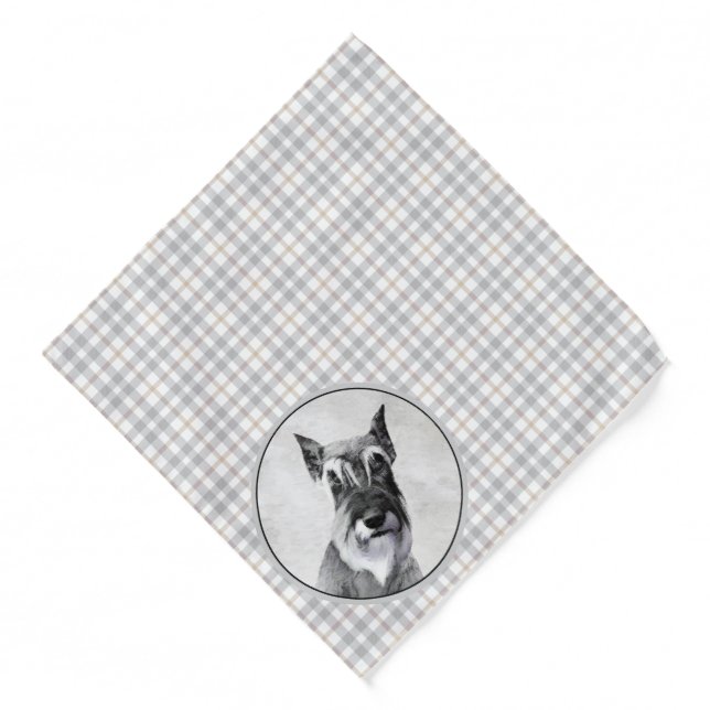 Schnauzer Painting Giant Cropped Original Dog Art Bandana (Front)