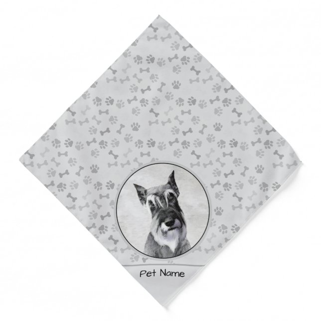 Schnauzer Painting Giant Cropped Original Dog Art Bandana (Front)