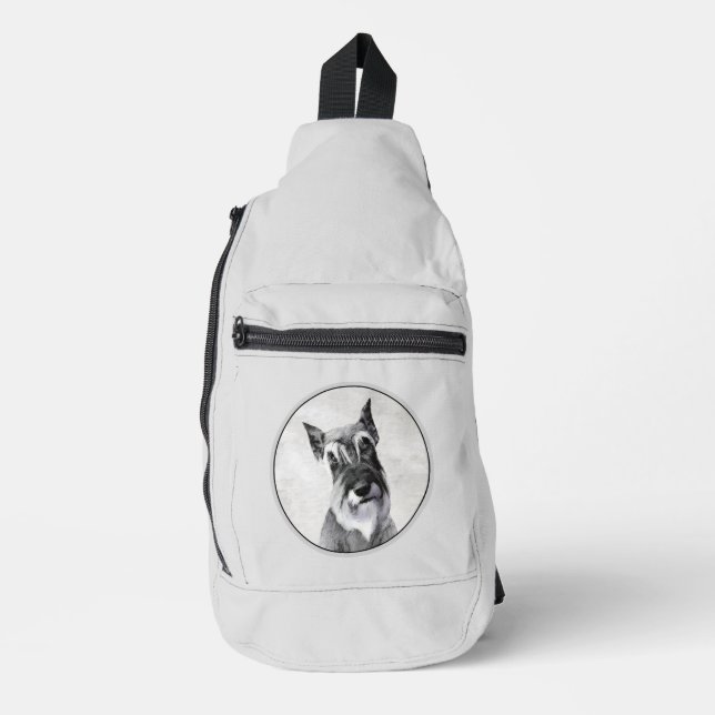 Schnauzer Painting Giant Cropped Original Dog Art Sling Bag (Front)