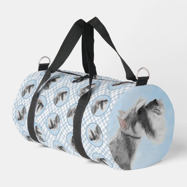 Schnauzer Painting Giant Standard Cropped Dog Art Duffle Bag (Left Corner)