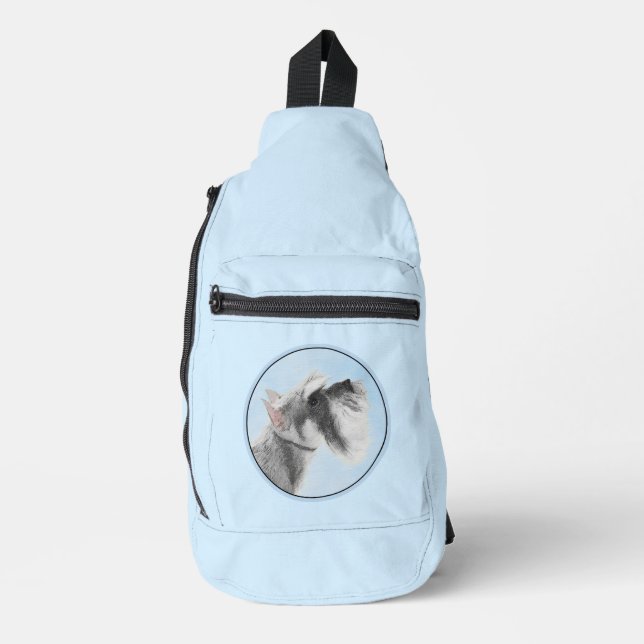 Schnauzer Painting Giant Standard Cropped Dog Art Sling Bag (Front)