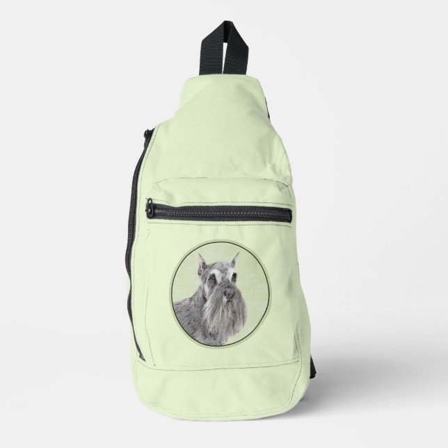 Schnauzer Painting Giant Standard Cropped Dog Art Sling Bag (Front)