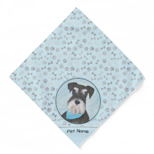 Schnauzer Painting Miniature Uncropped Pet Dog Art Bandana