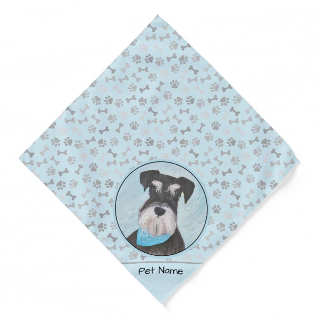 Schnauzer Painting Miniature Uncropped Pet Dog Art Bandana (Front)