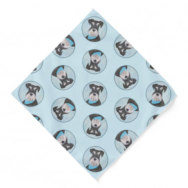 Schnauzer Painting Miniature Uncropped Pet Dog Art Bandana (Front)