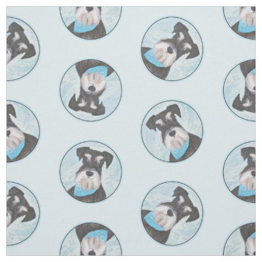 Schnauzer Painting Miniature Uncropped Pet Dog Art Fabric