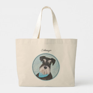 Schnauzer Painting Miniature Uncropped Pet Dog Art Large Tote Bag