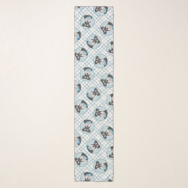 Schnauzer Painting Miniature Uncropped Pet Dog Art Scarf (Front)