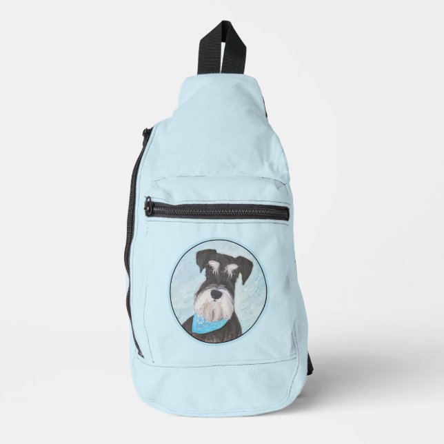 Schnauzer Painting Miniature Uncropped Pet Dog Art Sling Bag (Front)