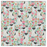 schnauzer parti vintage florals mint fabric