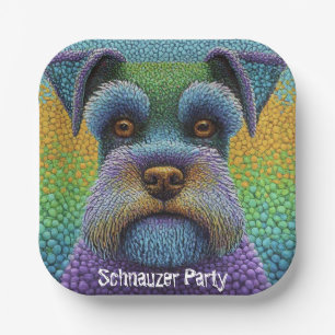 Schnauzer Party Dog Edit Text Personalize Paper Plates