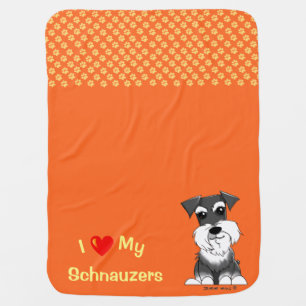 Schnauzer Paw Orange Blanket