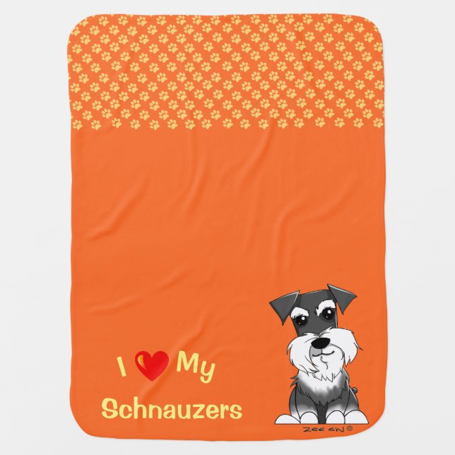 Schnauzer Paw Orange Blanket (Front)