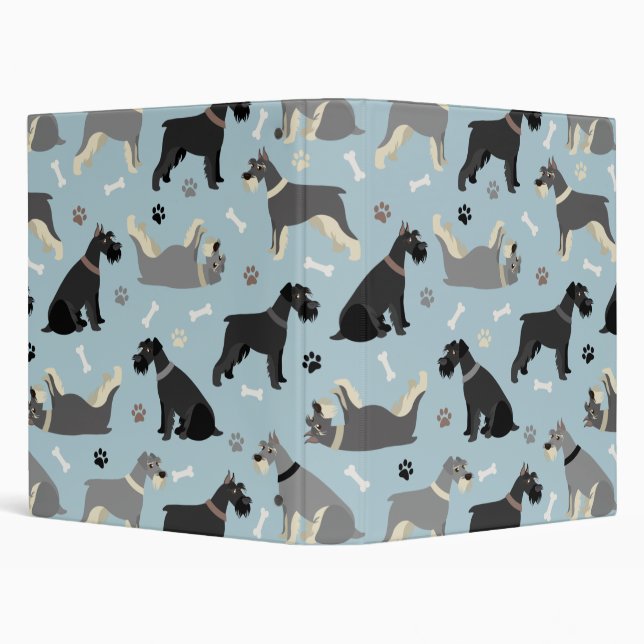 Schnauzer Paws and Bones 3 Ring Binder (Background)