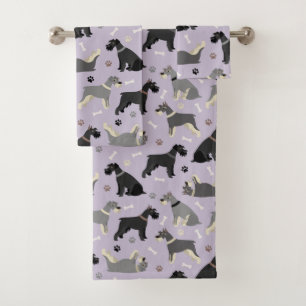 Schnauzer Paws and Bones Bath Towel Set