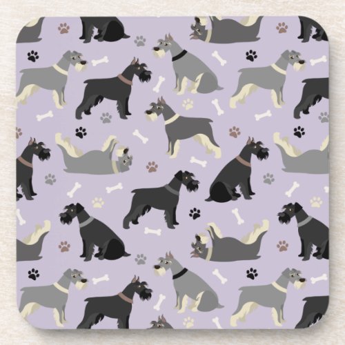 Schnauzer Paws and Bones Beverage Coaster