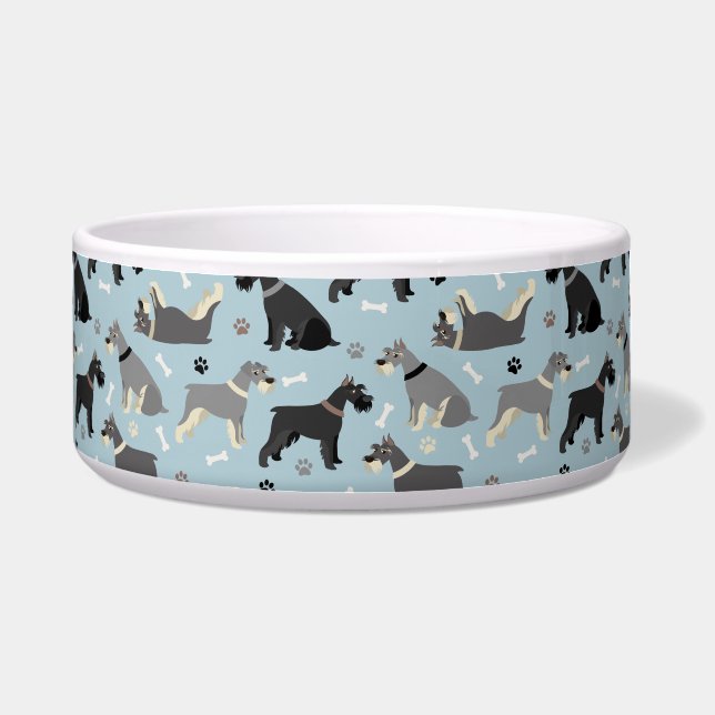 Schnauzer Paws and Bones Dog Bowl (Front)