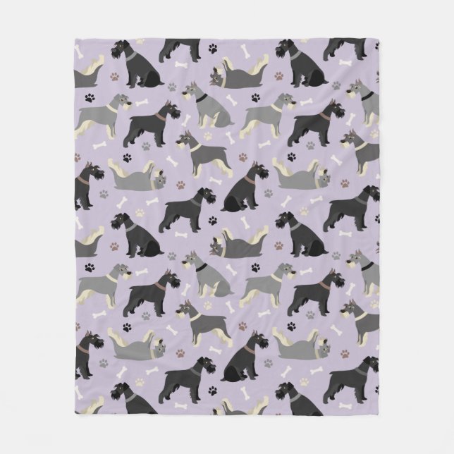 Schnauzer Paws and Bones Fleece Blanket (Front)