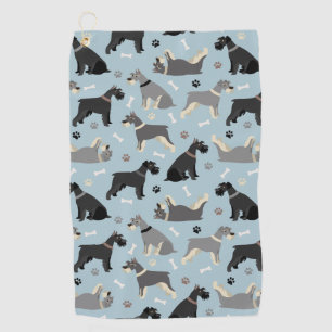 Schnauzer Paws and Bones Golf Towel