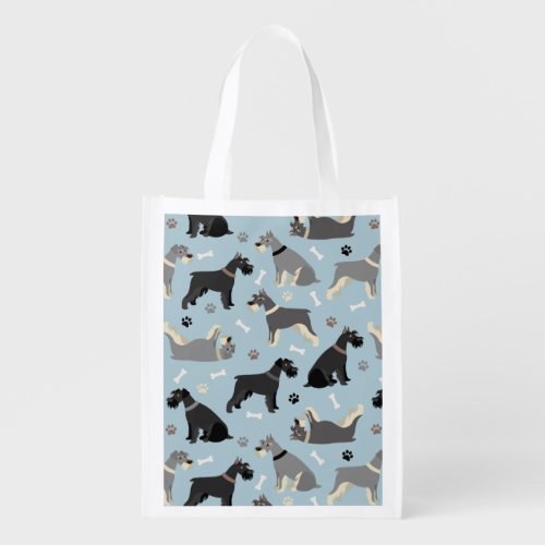 Schnauzer Paws and Bones Grocery Bag