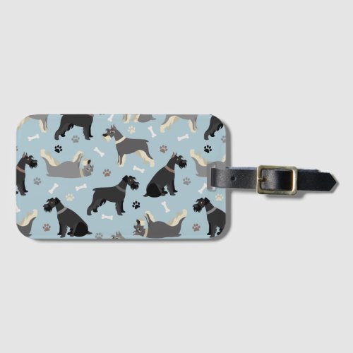 Schnauzer Paws and Bones Luggage Tag