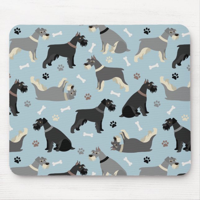 Schnauzer Paws and Bones Mouse Pad (Front)